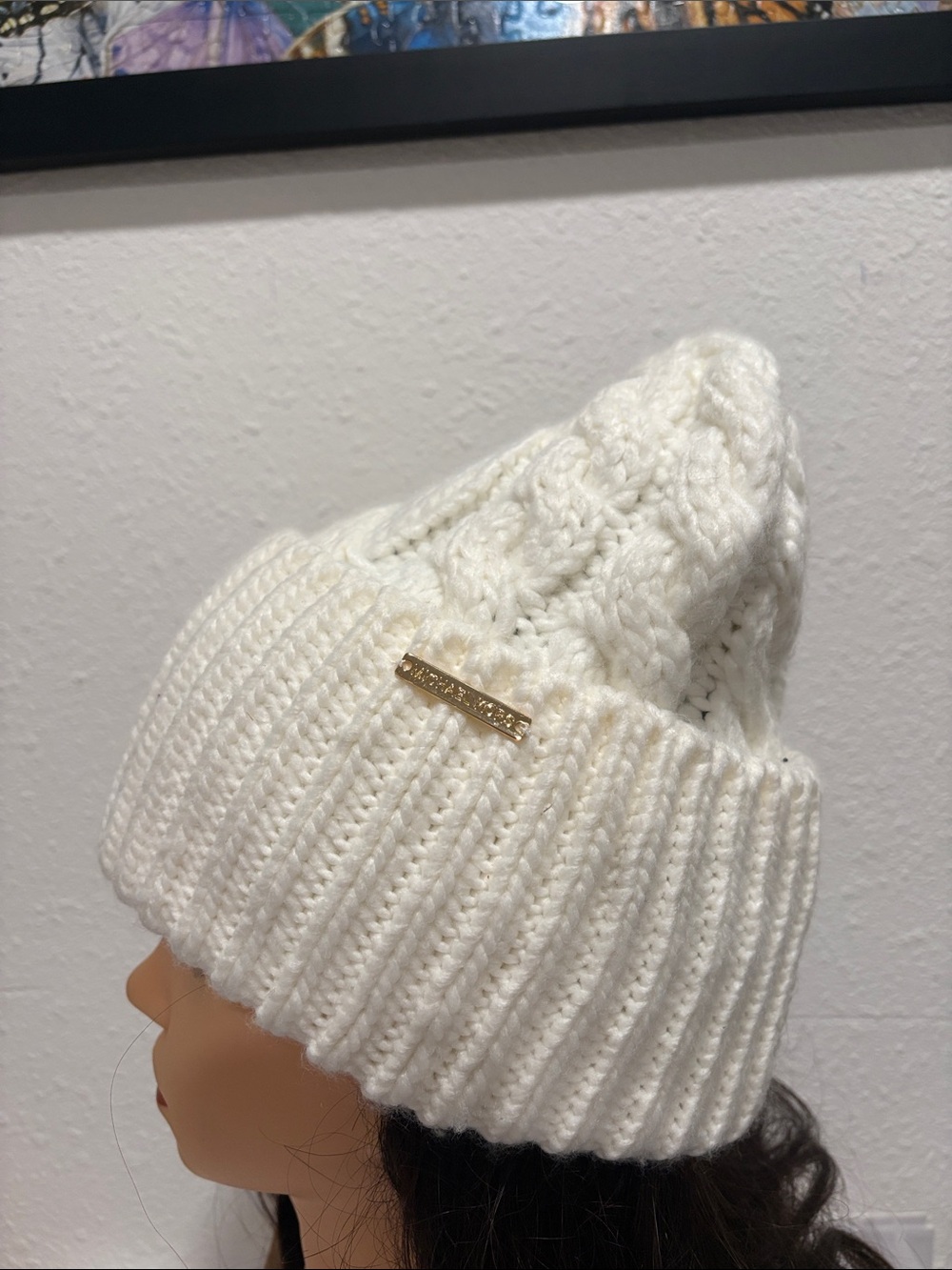 Michael Kors Cream Cable Knit Beanie - Picture 2 of 5